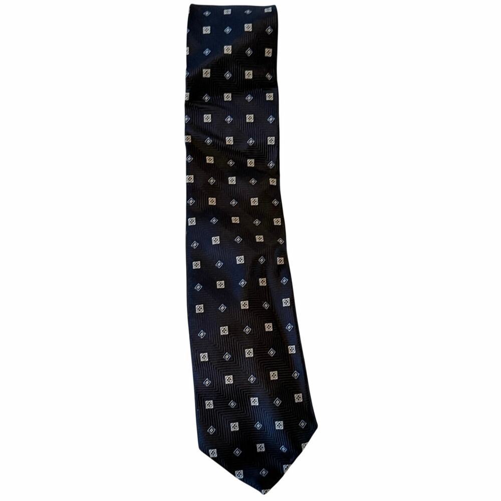 NWT Robert Talbot Neck Tie Geometric Print Navy Blue